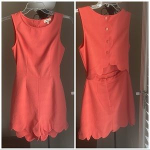 Monteau Los Angeles Coral Romper size M Sleeveless Open Back